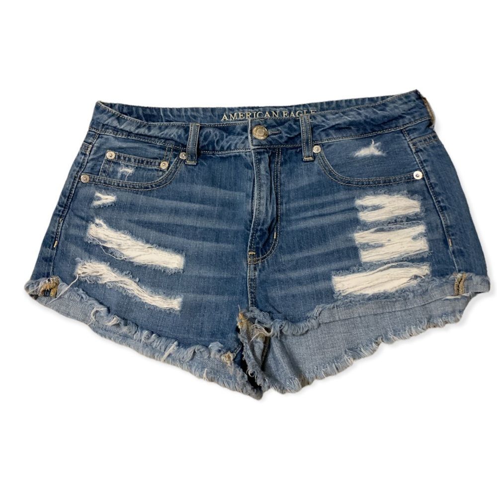 American Eagle Tomgirl Shortie Distressed Jean Shorts Size 8